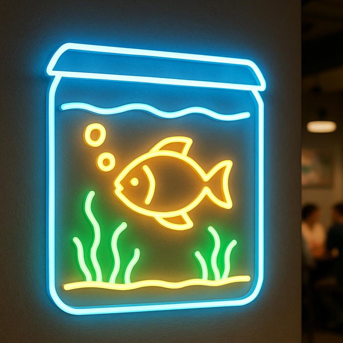 Aquarium Fish Restaurant - 수족관 네온사인 수족관 속 물고기 네온