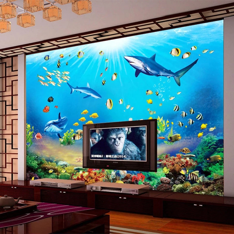 맞춤형 벽지 HD 수중 세계 상어 열대어 3D 벽화 수 - Aquarium Fish Restaurant 리뷰 및 가격