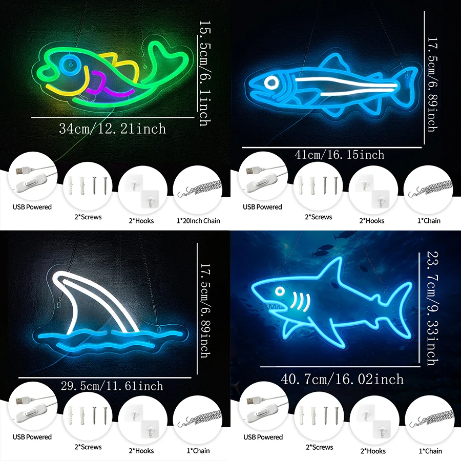 벽 장식용 피쉬 시리즈 네온사인, 낚시 가게 장식용 조 - Aquarium Fish Restaurant 리뷰 및 가격